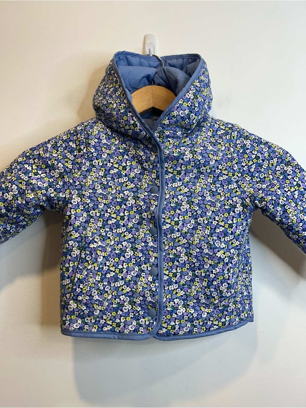 John Lewis Kids' Floral Quilted Reversible Jacket Purple